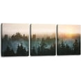 thumbnail image 1 of Forest Bathed in Sunlight Canvas Print Picture Painting Wall Art for Bedroom Living Room Framed 3 Piece Artwork Wall Decor for Bathroom Modern Room Plants Wall Decorations Size 12x16x3 Ready to Hang, 1 of 6
