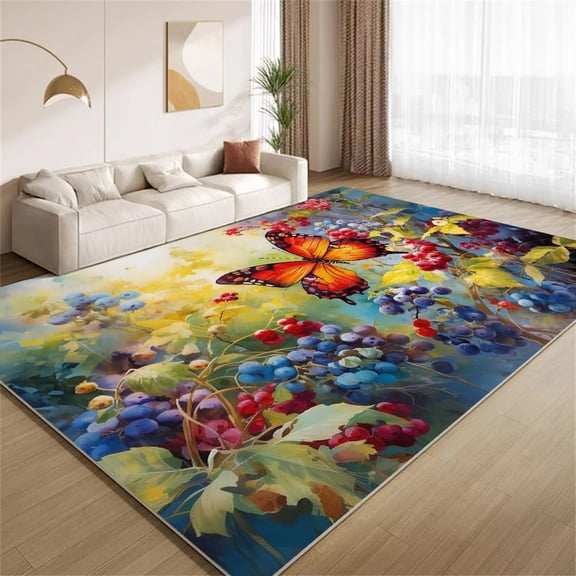 Forest Bear Area Rugs, Cabin Wildlife Carpet, Washable Non Slip Low Pile Soft Rug for Entryway Bedroom Decor Mat 5ftx8ft