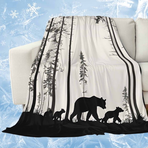 Forest Bear Family Cooling Blanket,Lightweight Breathable Summer Throw Blanket with Double Sided Cold Effect,Trees Nature Tree Landscape Scene Picnic Blankets Bed Sheet for Hot Sleepers 30"x40"