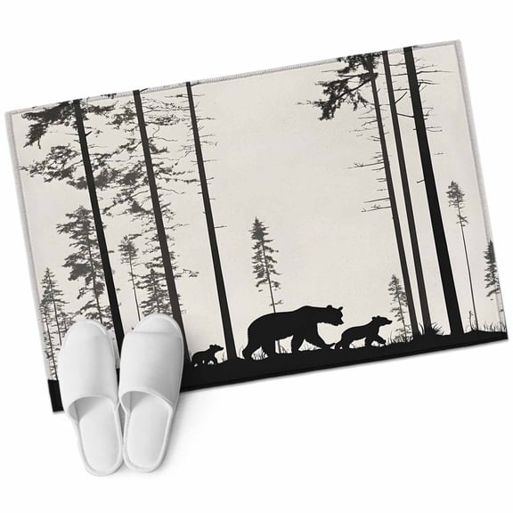 Forest Bear Family Large Area Rugs for Bedroom Living Room, Soft Non Slip Carpet Bedside Rug, Trees Nature Tree Landscape Scene Rectangular Floor Cover Kitchen Accent Rug 2'x3' for Dining Room/Office