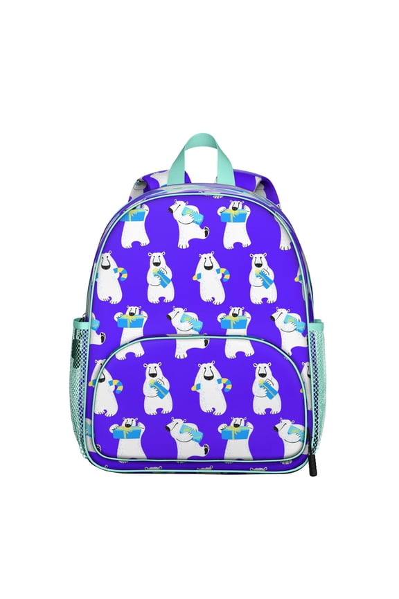 Forest Bear Student Backpack – Brown Polar Bear Cartoon Print With Cute Wild Hunting Winter Pattern