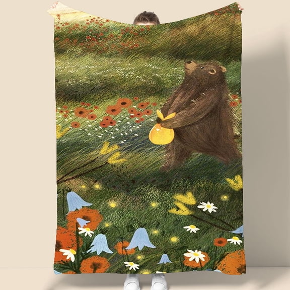 Forest Bear Wall Tapestry 70.07x90.55 inches Nature Art Hanging for Bedroom Living Room Home Decor