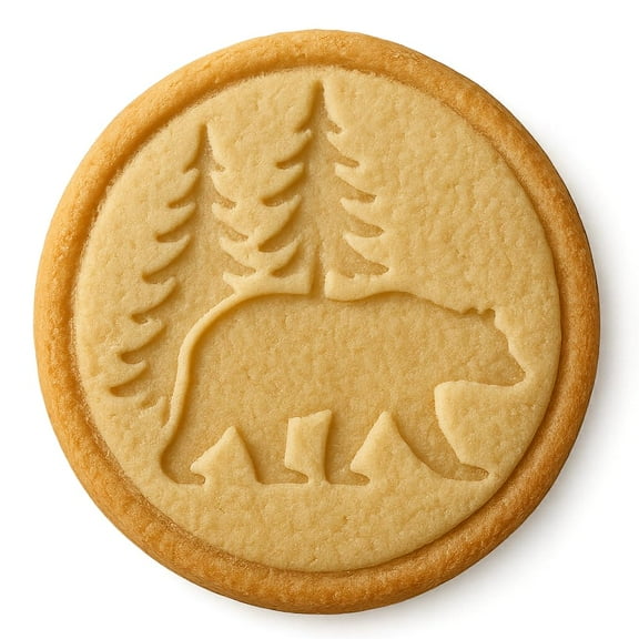 Forest Bear with Pine Trees Cookie Cutter & Stamp 4x4" for Baking Fondant Clay