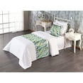 thumbnail image 1 of Forest Bed Runner Set, Romantic Autumn Vibes Watercolor Leaves Sketch Pattern Botanical, Decorative Bedding Scarf & a Pillow Sham for Hotels Homes, Twin, Pastel Green Blue and Peach, by Ambesonne, 1 of 3