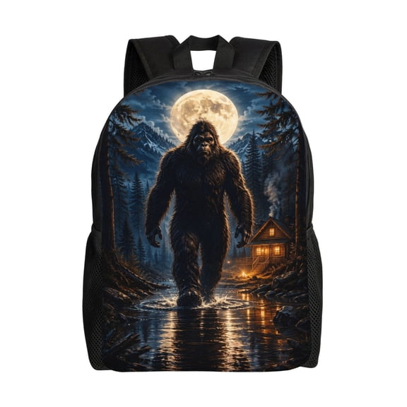Forest Bigfoot Backpack Full Front Print Travel Laptop Bag for Men and Women