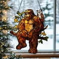 thumbnail image 1 of Forest Bigfoot with Owl Acrylic Suncatcher, Faux Stained Glass Window Decor for Cryptozoology Fans and Nature-Inspired Homes, 1 of 7