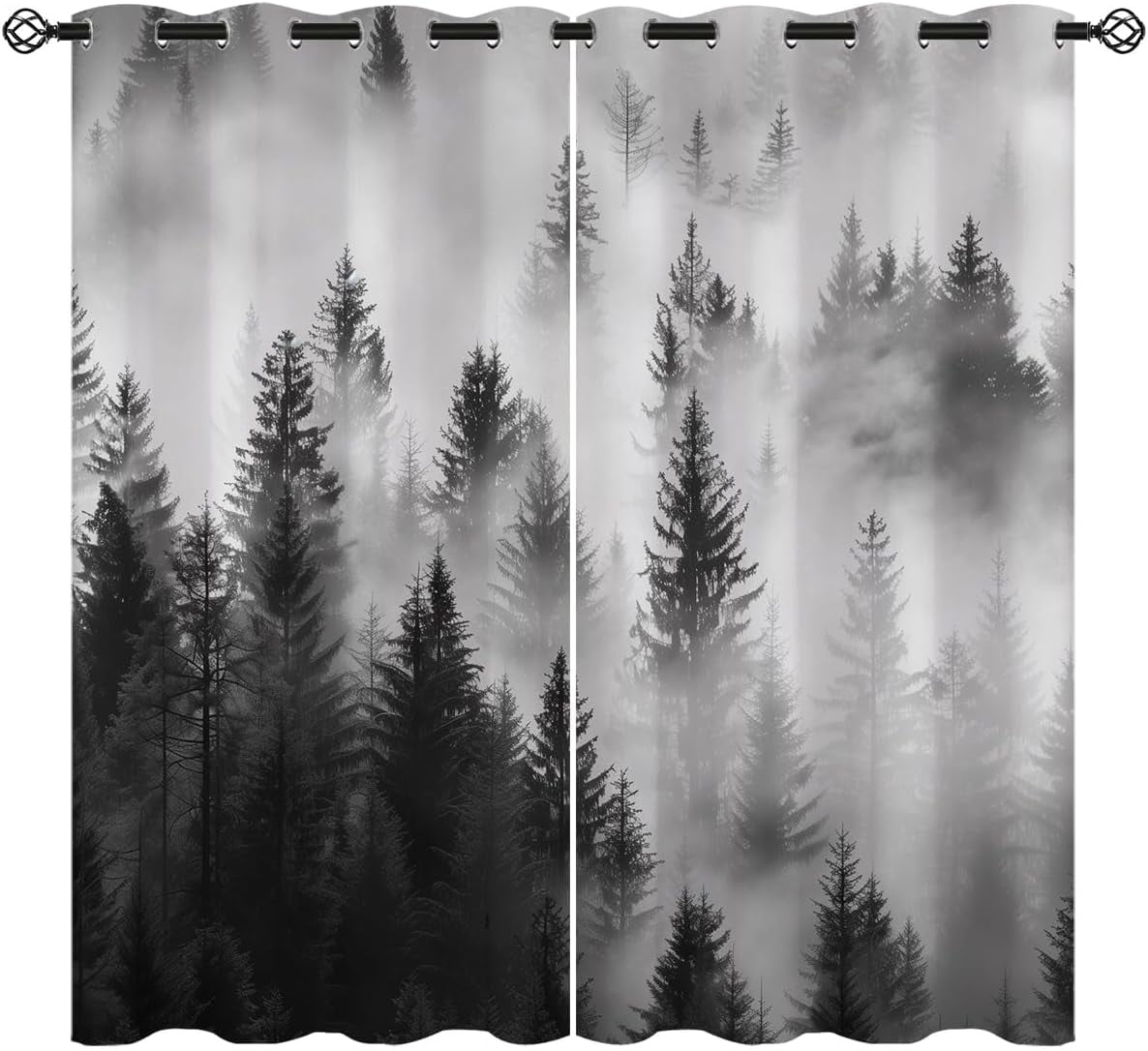 Forest Blackout Curtains for Girls Boy Home Decor, Navy Blue Mountain Fog  Magic Nature Tree Grommet Thermal Insulated Drapes Darkening Window Curtain  for Bedroom Living Room - Walmart.com, image size:1186x1086