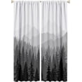 thumbnail image 1 of Forest Blackout Curtains Mountains Trees in The Fog Forest Nature Landscape Black Gray Art Printed for Living Room Bedroom Decor Rod Pocket Window Drapes 2 Panels 42x63in, 1 of 6
