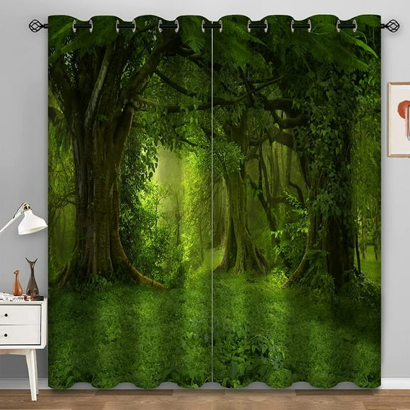 Forest Blackout Curtains Mystic Rainforest Nature Scenery Curtain for Living Room Bedroom Window Drape Grommet Top High Shading