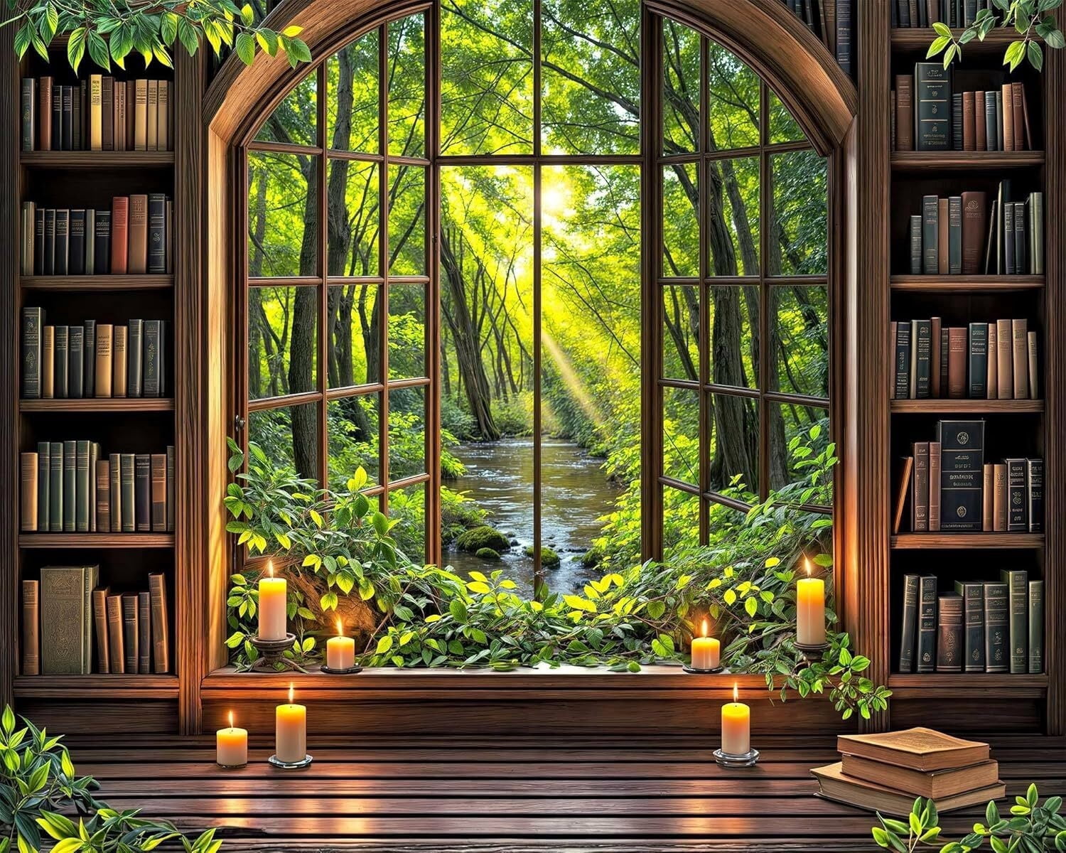 Bookcase Backdrop For Performance Forest Bookshelf Backdrop Library Retro Vintage Wooden Book Office ...