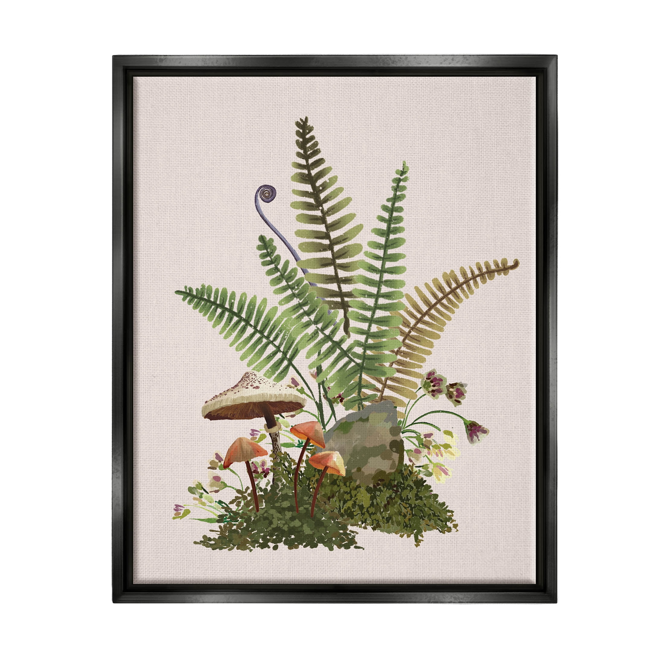 Forest Botanical Mushroom Sprouts Botanical & Floral Graphic Art Jet Black Framed Art Print Wall Art