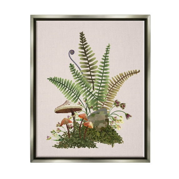 Forest Botanical Mushroom Sprouts Botanical & Floral Graphic Art Luster Gray Framed Art Print Wall Art