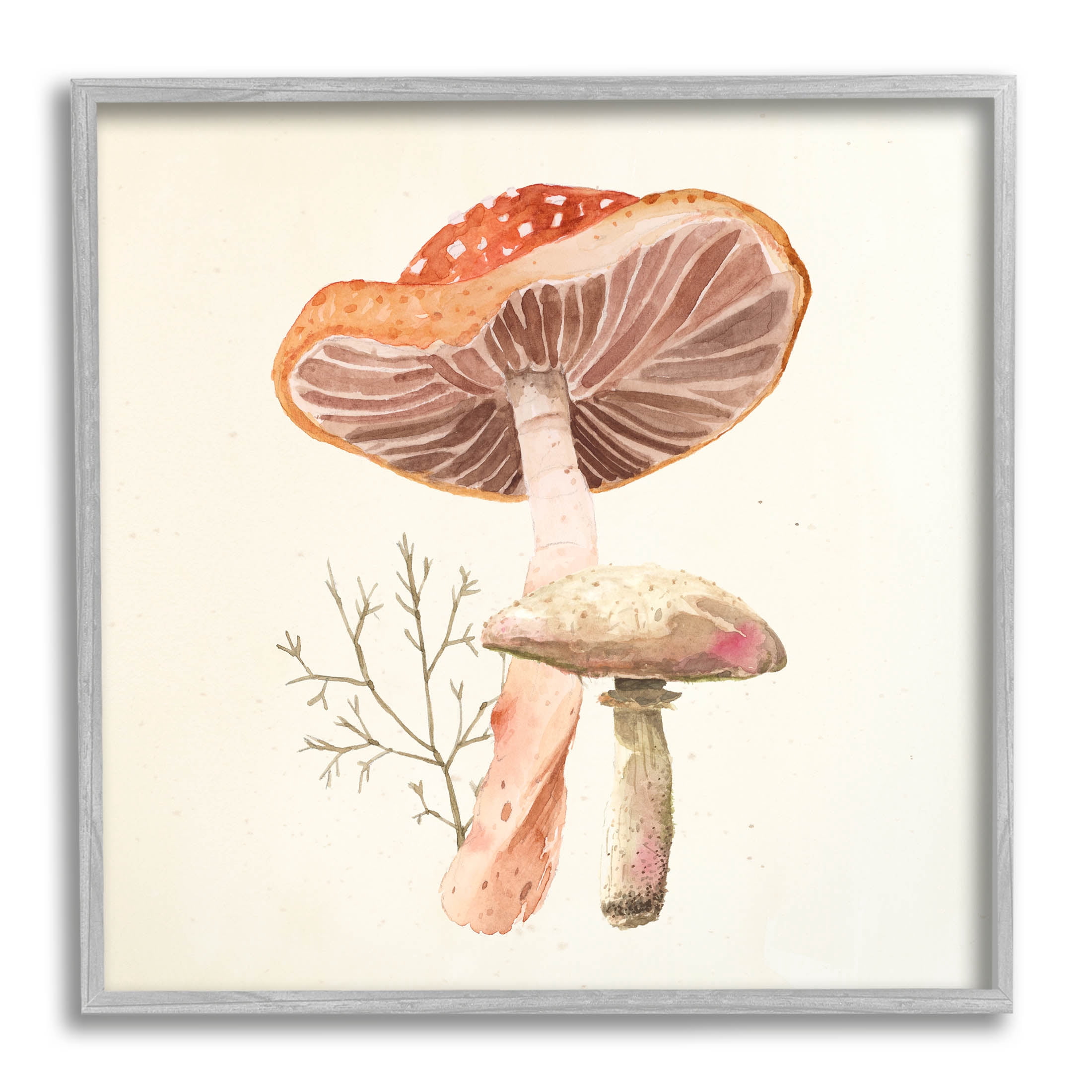 Forest Botanical Woodland Plants Botanical & Floral Graphic Art Gray Framed Art Print Wall Art