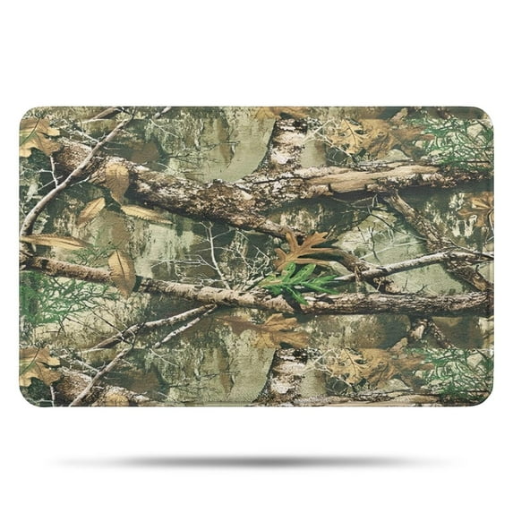 Forest Camo Branches Leaves Pattern Bathroom Rugs Mat,Non Slip Microfiber Bathroom Rug,Rubber Backing,Soft Bathroom Mats for Bathroom Floor,Tub and Shower,17x27in(43x68cm)