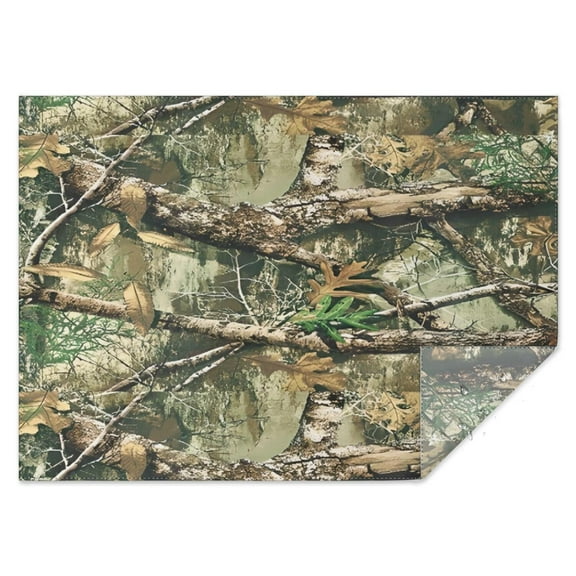 Forest Camo Branches Leaves Pattern Rectangle Tablecloth 60"x84",Waterproof Polyester Rectangle Table Cloth, Wipeable Spillproof Polyester Tablecloth for Dining, Camping, Indoor and Outdoor