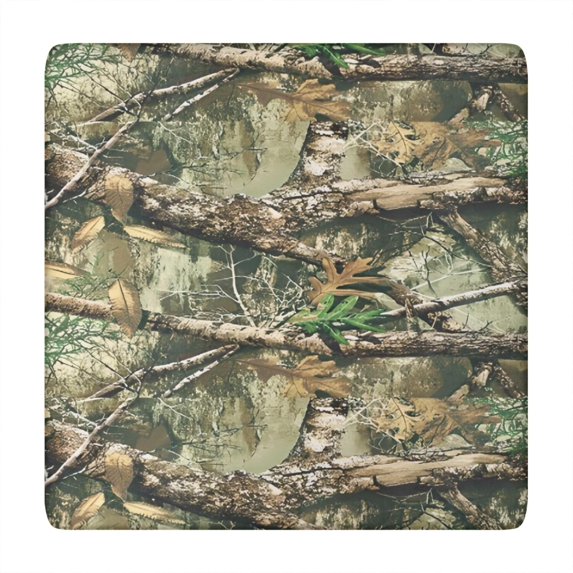 Forest Camo Branches Leaves Pattern Square Fitted Tablecloth with Elastic Edge,Square Table Cover,Washable Elastic Table Cover for Home Kitchen Party Decor 34"x34"
