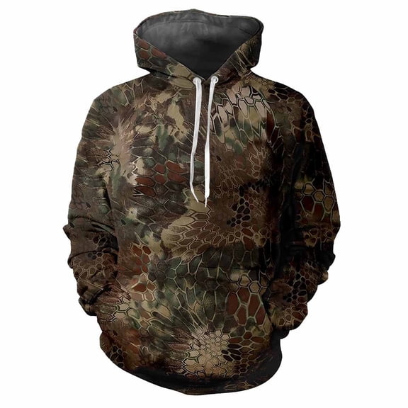 Forest Camouflage Hunting Animals Outdoor Camouflage Spring Autumn Men's Hoodie Street Trend Loose Comfortable Casual Clothing (DHA6H241317R,4XL)