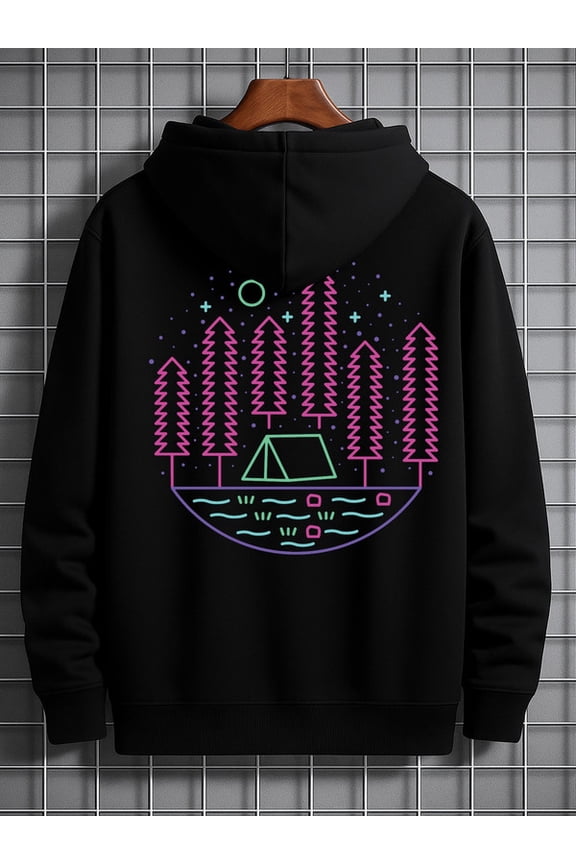 Forest Camp Hoodie graphic hoodies Camping mens sweater hoodie black Regular Fit, Everyday Comfort, Comfortable Casualwear, Urban Style, streetwear guys cute Classic Unisex hoodie