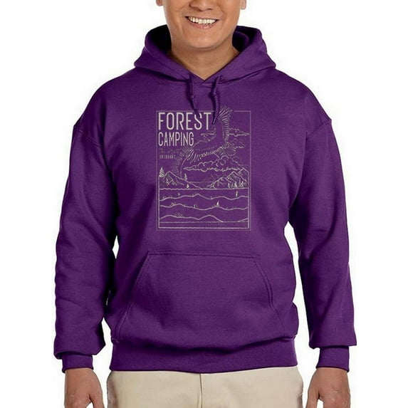 Forest Camping Nature Lineart Hoodie Men -Image by Shutterstock, Male Small