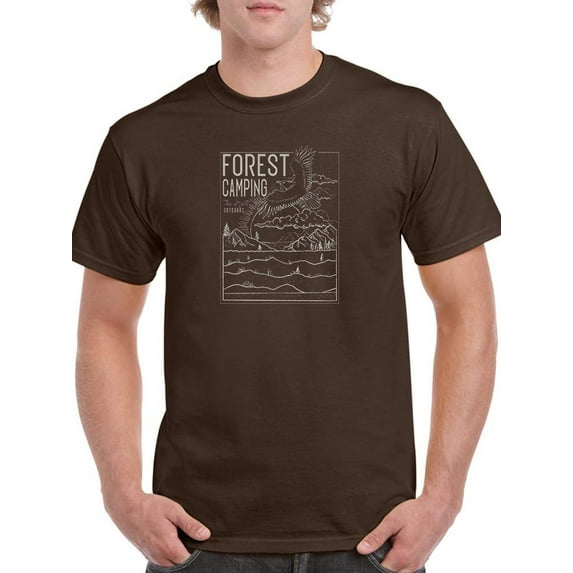 Forest Camping Nature Lineart T-Shirt Men -Image by Shutterstock, Male 5X-Large