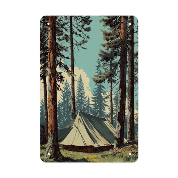 Forest Camping Versatile Tin Wall Decor - Home Garage Bar - Vertical