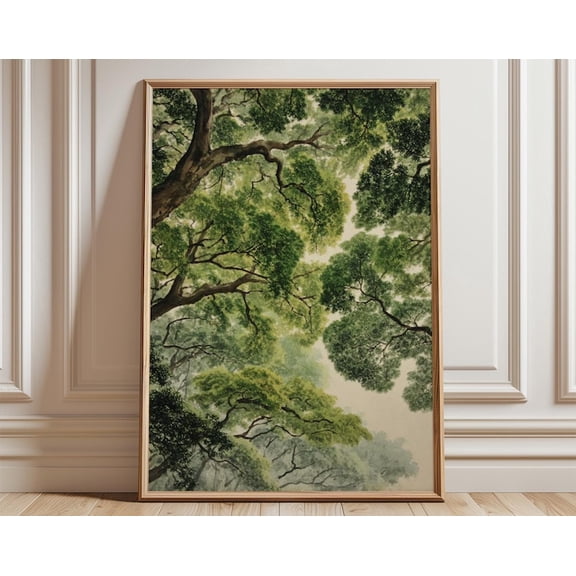 Forest Canopy Green Tree Ceiling Wall Art Print, Unframed Paper Poster 8x10in