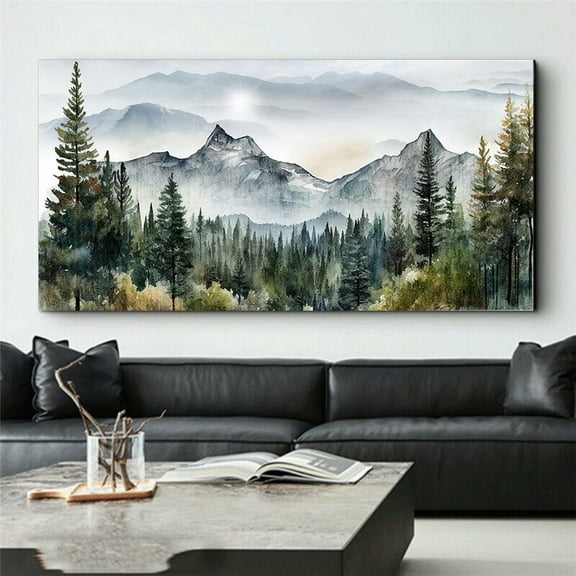 Forest Canvas Wall Art Living Room Wall Decor Large Nature Unframed Pictures Canvas Artwork Contemporary Wall Art Modern Landscape Foggy Sunshine for Kitchen Office Home Decoration