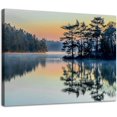 thumbnail image 1 of Forest Canvas Wall Art Print Green Forest with Lake Reflection Nature Wilderness Photography Modern Art Rustic Scenic Colorful Picture Artwork Wood Framed Wall Art Easy to Hang Size12 x16, 1 of 6