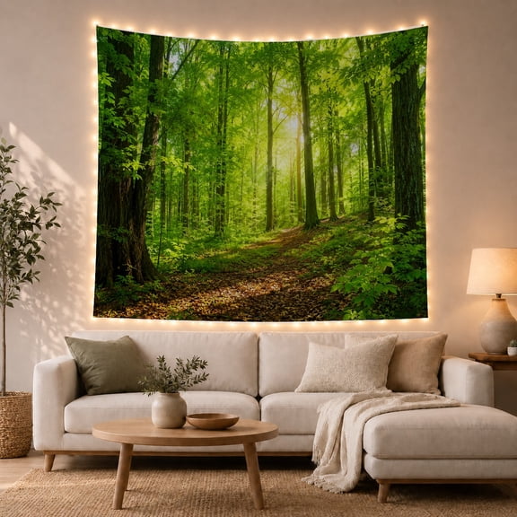 Forest Captured Ground with Level Perspective Narrow Winding, Mystical Fantasy for Space Lovers, Galaxy Room Decor, Mother'S Day Gift, Tapestry Wall Hanging for Bedroom and Dorm
