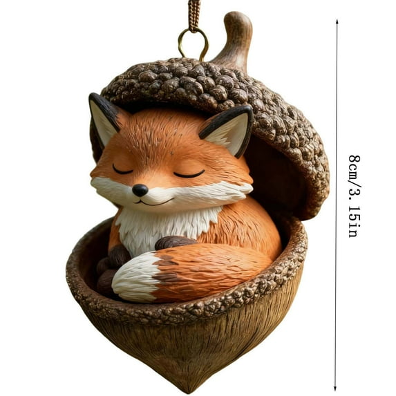 Forest Christmas Ornaments - Woodland Animal Decor with Sleeping Animal in Acorn for Holiday Tree Decorations, Nature Themed Home Accents, Cozy Winter Decor for Mantel