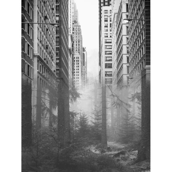 Forest City Urban Skyscrapers Trees Combined Photograph Art Print