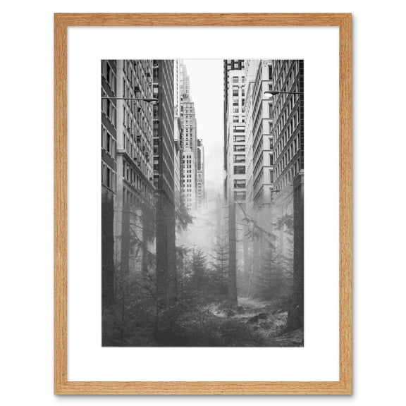 Forest City Urban Skyscrapers Trees Combined Photograph Framed Art Print
