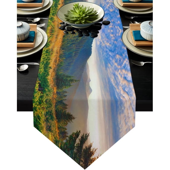 Forest Clouds Scenery Table Runner Modern For Home Track On The Table Cloth Wedding Party Table Decoration Accessories