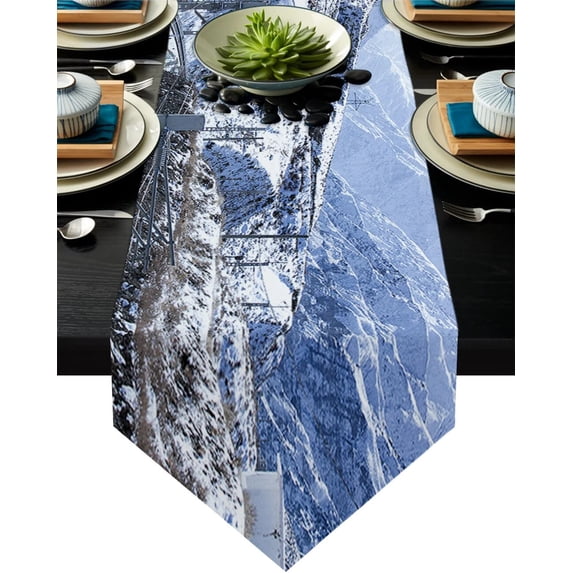 Forest Clouds Scenery Table Runner Modern For Home Track On The Table Cloth Wedding Party Table Decoration Accessories