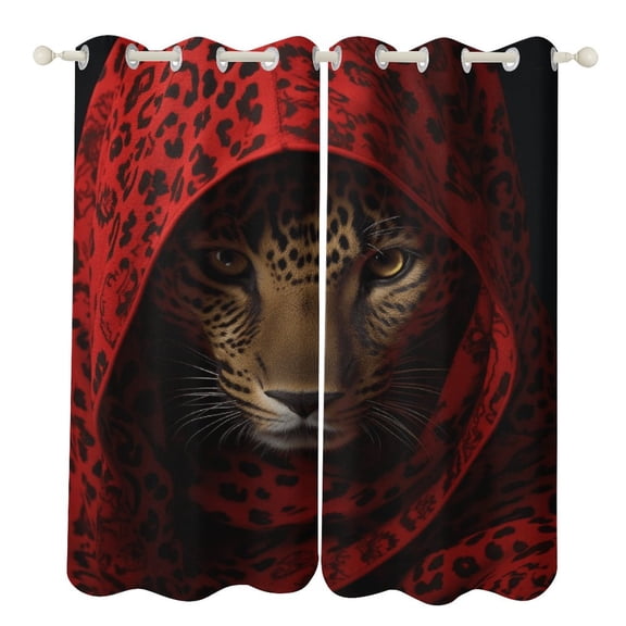 Forest Colored Leopard Flower Leaves 2 Panels Curtains for Bedroom Living Room Drapes Kitchen Window Curtain Home Decor