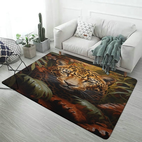 Forest Colored Leopard Flower Leaves Carpet Style Living Room Bedroom Rug Modern 3d Entry Door Mats Household