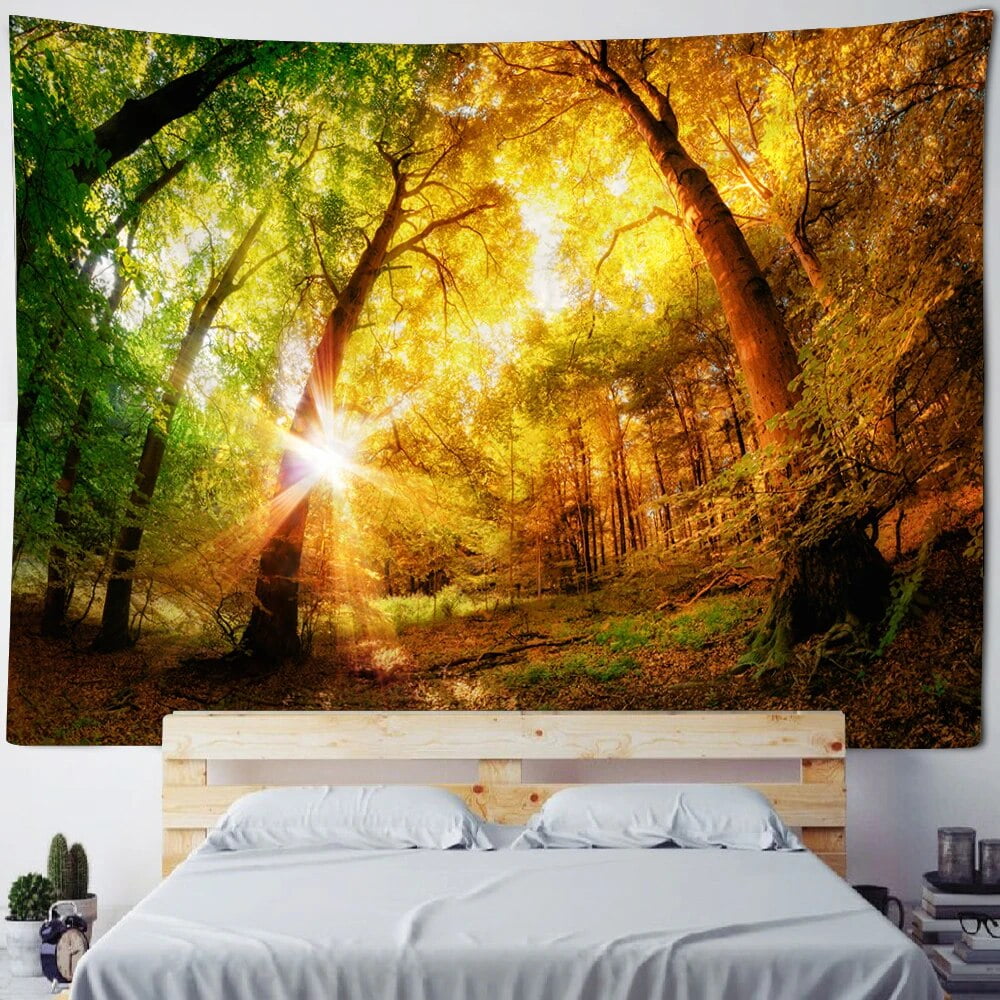 Forest Corner Wall Hanging Sunshine Tree Tapestry Art Decoration Blanket Curtain Hanging At Home Bedroom Living Room Decoration Walmart