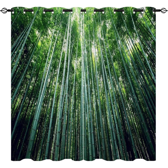 Forest And Countryside Living Room Curtains, Outdoor Bamboo Forest Breathable Insulated Darkening Curtains For Boys Girls Teen Bedroom Playroom 42"W x 84"L (Pack of 2)