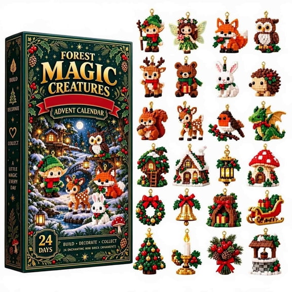 Forest Creatures Advent Calendar, 3D Mini Figures Advent Calendar 2026, 24PCS Forest Theme Hanging Christmas Ornaments for Holiday