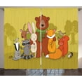 thumbnail image 1 of Forest Curtains 2 Panels Set, Animals of the Forest with Deer Raccoon Deer Birds Squirrel Friendship Companionship, Window Drapes for Living Room Bedroom, 108W X 108L Inches, Multicolor, by Ambesonne, 1 of 3