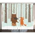 thumbnail image 1 of Ambesonne Forest Curtains 2 Panel Set, Bear with Accordion Fox, 108" x 108", Multicolor, 1 of 3