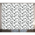 thumbnail image 1 of Ambesonne Forest Curtains 2 Panel Set, Pine Trees Rabbit Animal, 108" x 63", Black White, 1 of 3