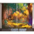 thumbnail image 1 of Ambesonne Forest Curtains 2 Panel Set, Hypnotic Jungle Plants, 108" x 90", Multicolor, 1 of 3