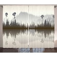 thumbnail image 1 of Ambesonne Forest Curtains 2 Panel Set, Northern Nature Pattern, 108" x 63", Cream Grey Brown, 1 of 3