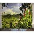thumbnail image 1 of Ambesonne Forest Curtains 2 Panel Set, Rural Scenery Costa Rica, 108" x 63", Green Red Violet Blue, 1 of 3