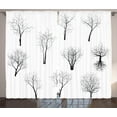 thumbnail image 1 of Ambesonne Spooky Curtains 2 Panel Set, Forest Trees Branches, 108" x 63", Black and White, 1 of 3