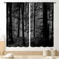 thumbnail image 1 of Forest Curtains, Gothic Natural Scenery Fantasy Dark Black Misty Foggy Mysterious Forest Woodland Tree Art Printed Window Drapery Treatments for Bedroom Living Room Home Halloween Decor,42"x63" Inch, 1 of 5