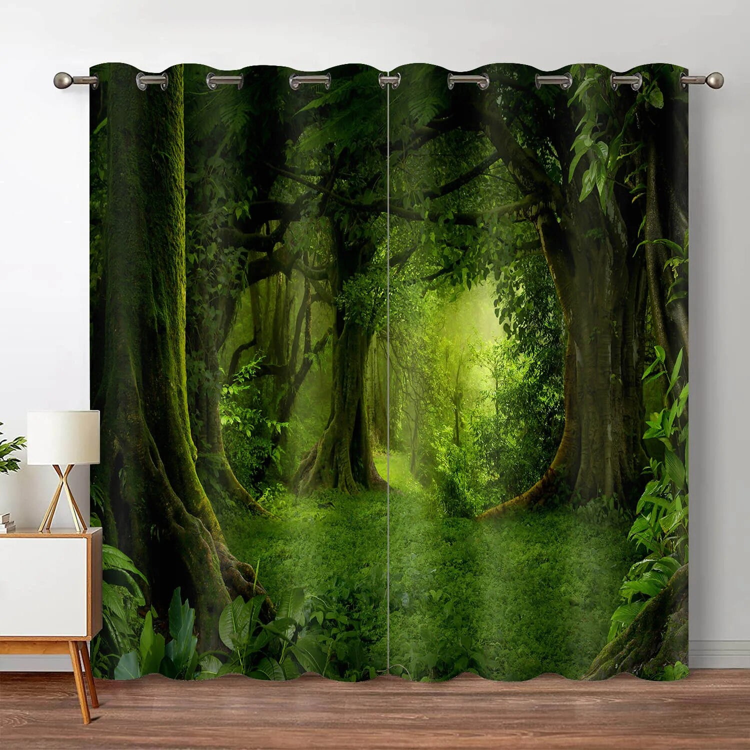 Forest Curtains Jungle Tree Nature Scenery Window Curtain Living Room ...