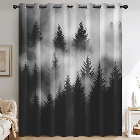 Forest Curtains for Living Room 2 Panels, Dark Pine Tree Blackout Curtains Bedroom Decor, Nature Landscape Grommet Thermal Black Out Window Drapes-42"W x 45"L (Pack of 2)