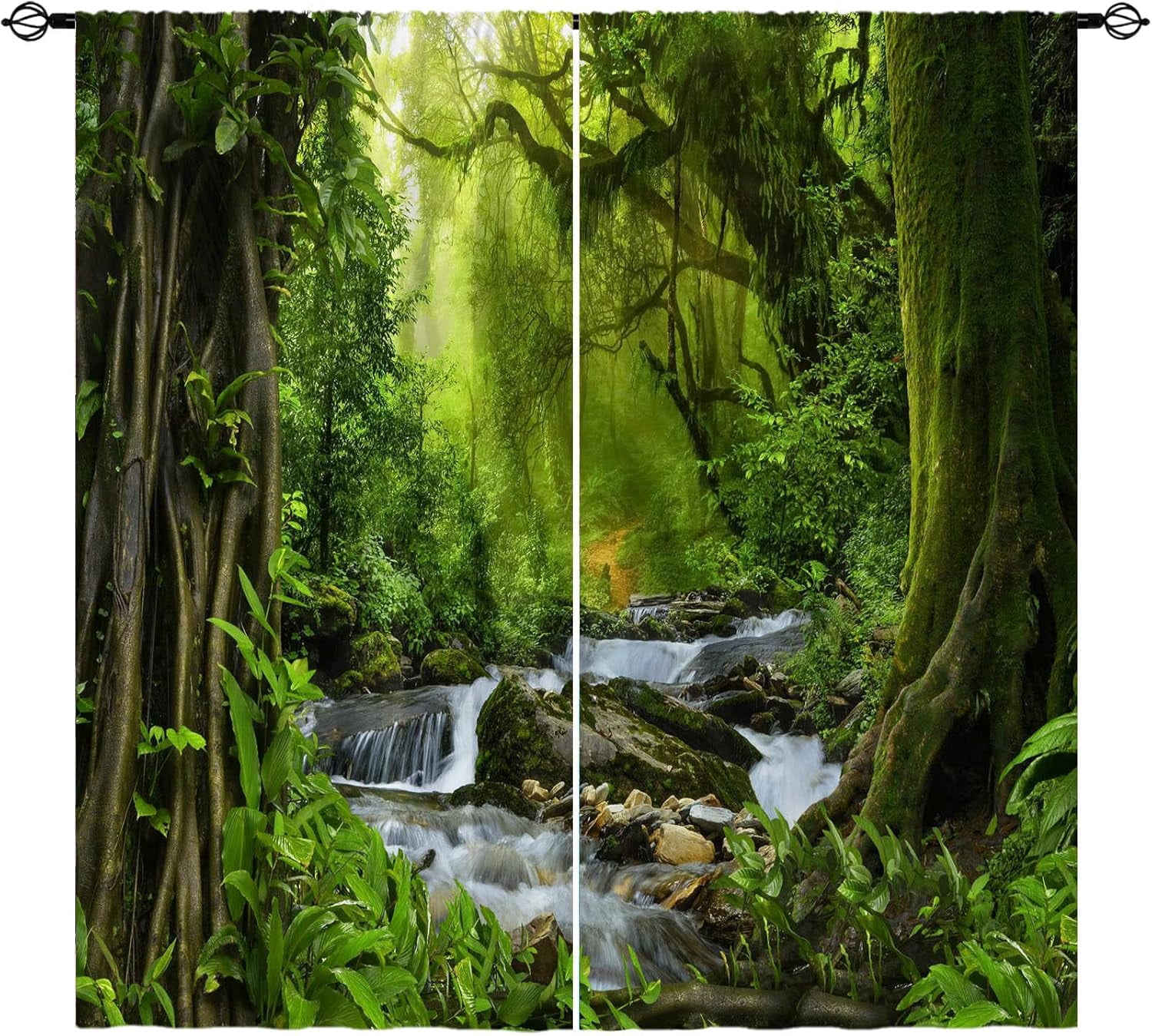 3D Forest River 2073 Curtains Drapes